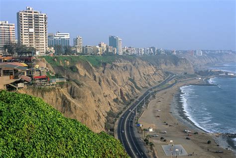 Lima Peru The Cliffs Of Miraflores And The Pacific Ocean