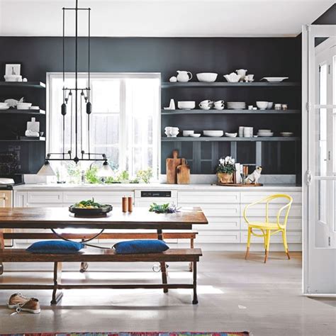 How to bring color into your kitchen. Navy kitchen with industrial style | Navy kitchen ideas ...
