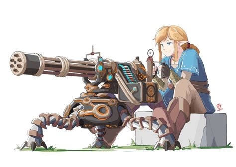 Link And Guardian The Legend Of Zelda And 1 More Drawn By Automatic