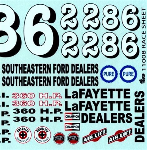 Vintage Nascar Racing Decal Sheet 125 Or 124