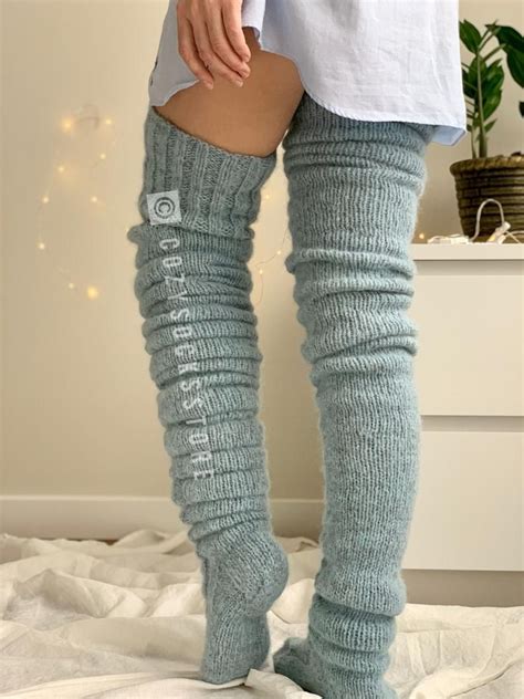 Chunky Knit Pattern Thigh High Cable Socks Socks Plus Size Etsy Chunky Knitting Patterns