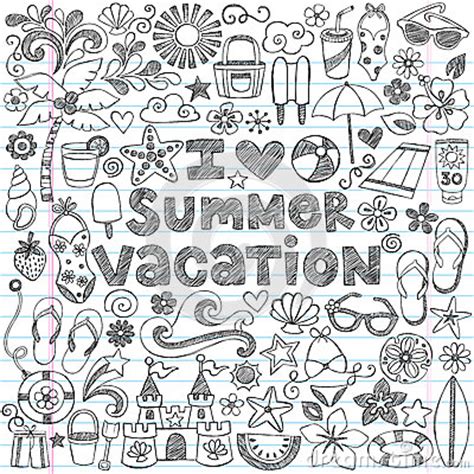 You'll find it all, easy coloring pages for kids (toddlers, preschoolers, kindergartens, tweens and teens) and even intricate designs that you will love to color too. I Love Summer Vacation Tropical Doodle Vector Stock Photo ...