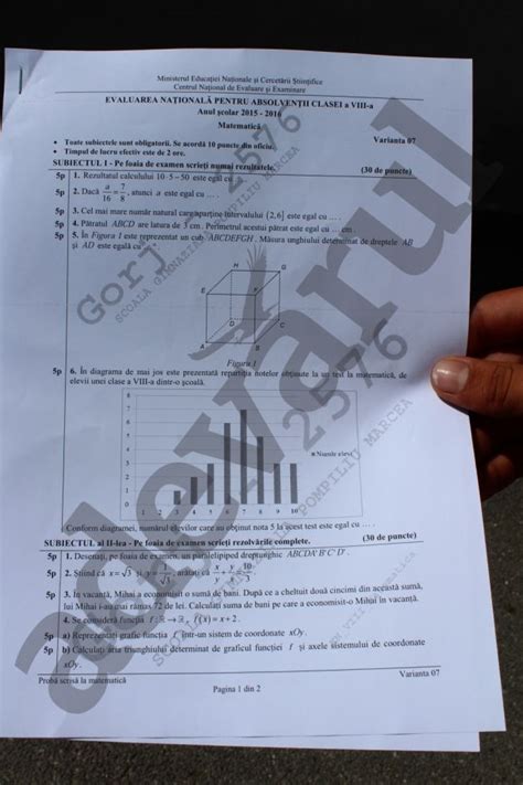 Evaluare NaȚionalĂ 2016 Subiecte MatematicĂ Ce Au Avut De Rezolvat