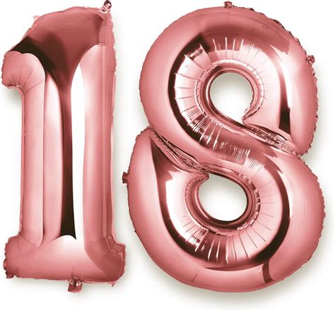 Meersee Helium 18 Balloons Rose Gold 40 Inch Giant Foil Number Balloons