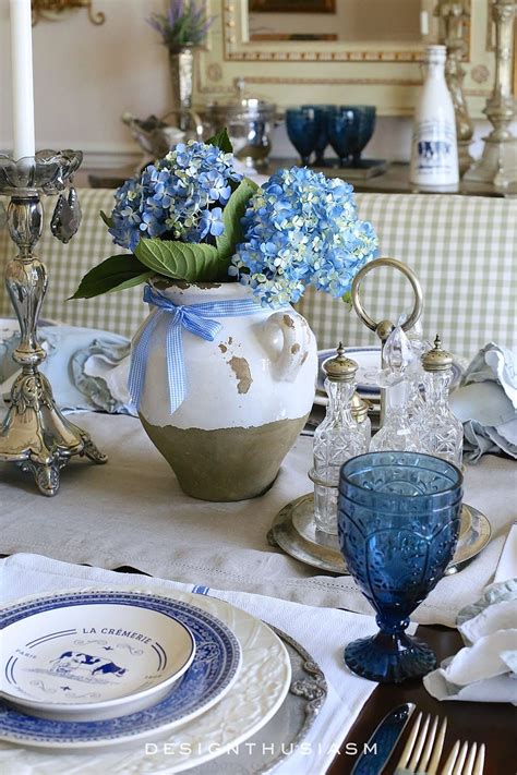 Country French Blue And White Tablescape French Country