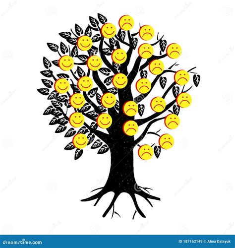 Smiley Vector Happy Face A Tree Festooned With Happy And Sad Emojis
