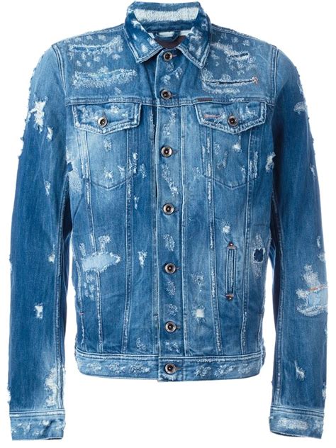 Lyst Diesel Elshar Denim Jacket In Blue For Men