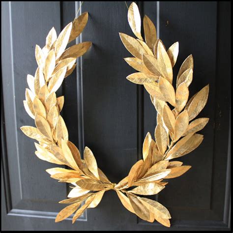 Year Round Everyday Decor Gold Laurel Bay Leaf Crest Wreath Etsy