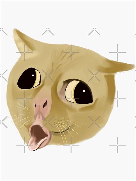Coughing Cat Meme Digital Painting Sticker For Sale By Towacat