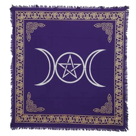 Purple Triple Moon Goddess Pentagram Cotton Tarot Spread Witchcraft