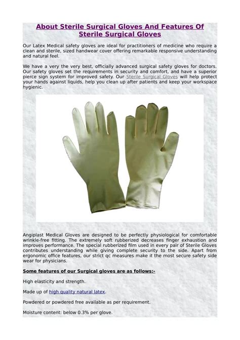 Ppt About Sterile Surgical Gloves And Features Of Sterile Surgical