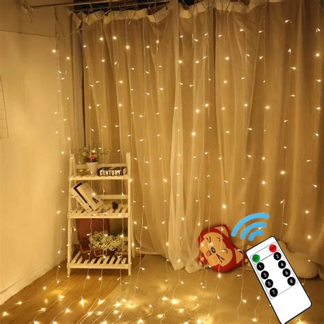 304 Leds 3x3m Curtain Fairy String Lights With Remote Control Lights