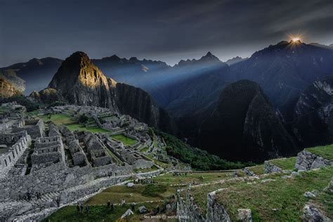 Sunrise Breaking Over The Andes Mountains Machu Picchu Peru