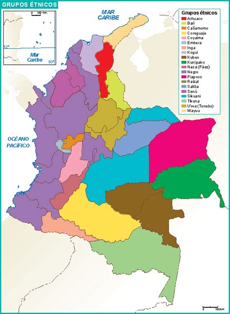 Colombia Mapa Grupos Etnicos Vector Maps