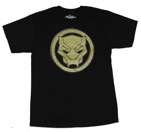 Black Panther Marvel Comics Mens T Shirt Gold Logo Panther Image Ebay