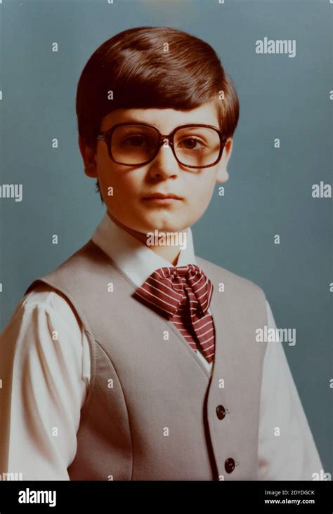 Milan Italy April 1974 Nerdy Child Portrait In 70s Stock Photo Alamy