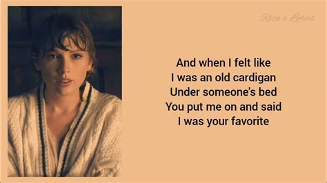 Taylor Swift Cardigan Lyrics Youtube