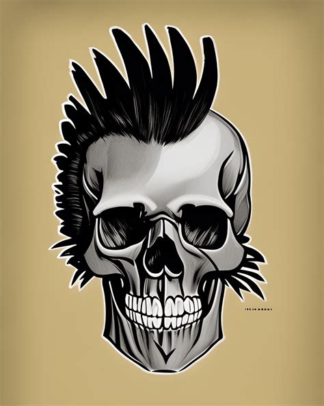 Punk Mohawk Skull Graphic · Creative Fabrica