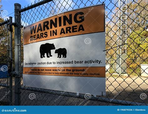 Warning Sign Bears In Area Use Extreme Caution Due To Extreme Bear