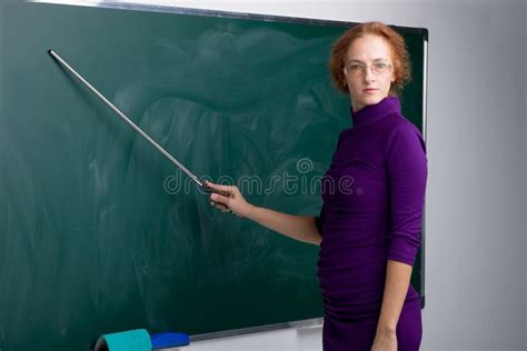 Teacher Standing In Front Of Blackboard Stock Image Image Of