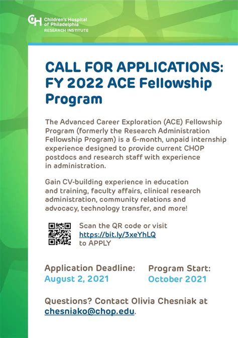 Call For Applications Fy 2022 Ace Fellowship Program