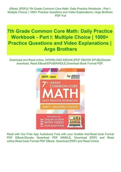 Read Pdf 7th Grade Common Core Math Daily Practice Workbook