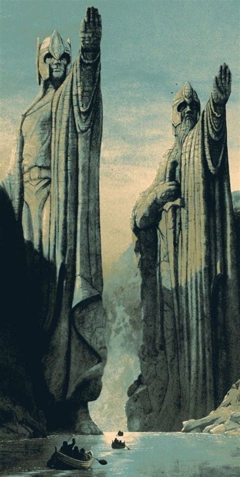 The Statues Of Isildur And Anarion At The River Anduin Lord Of The