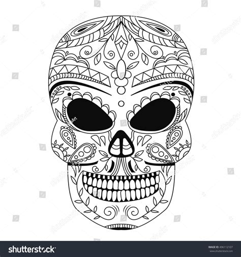 Ornate Skull Style Zentangl Doodle Stock Vector Royalty Free