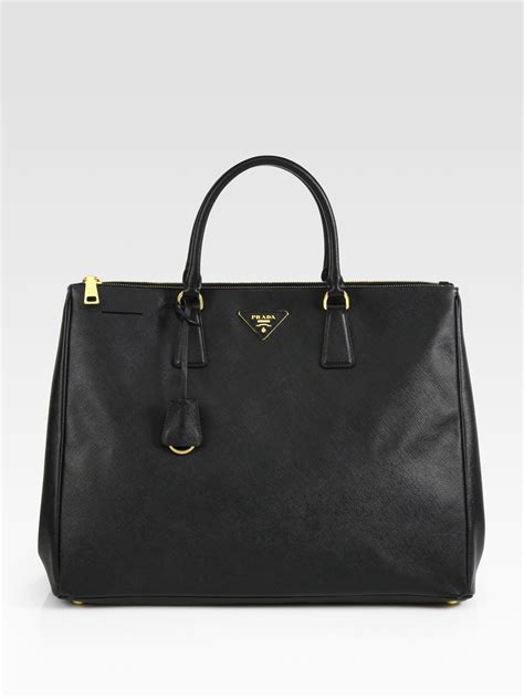 Prada Leather Large Saffiano Top Handle Bag In Black Lyst