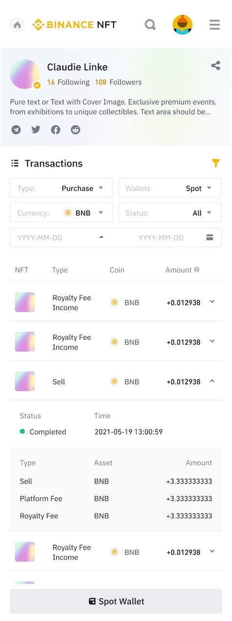 How To View And Export Transaction History On Binance Nft Binance Support