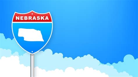 Premium Vector Nebraska Map On Road Sign Welcome To State Of