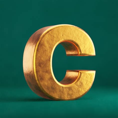 Premium Photo Fortuna Gold Letter C Uppercase On Tidewater Green