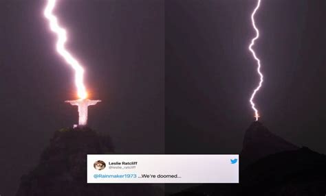 Lightning Strikes Christ The Redeemer Statue In Brazil Netizens Say