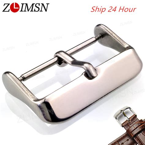 Zlimsn Free Shipping 100pcs Watch Buckle Silver Polished Brushed 16 18