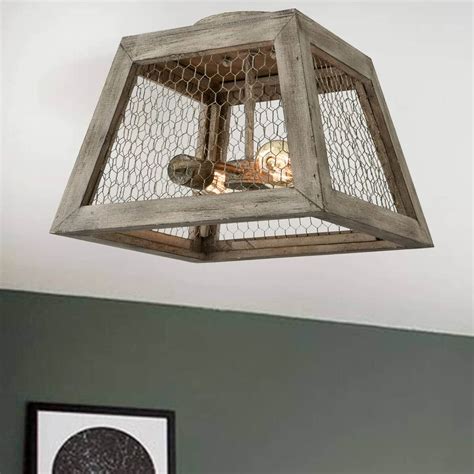 Rustic Flush Mount Ceiling Light Fixtures Mission Craftsman Arts And