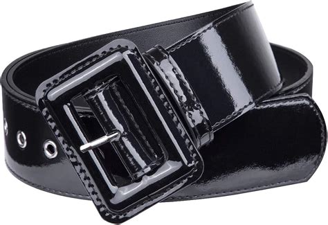 Samtree Retro Wide Patent Leather Belt For Women Square Buckle Grommet Cinch High Waist Belt