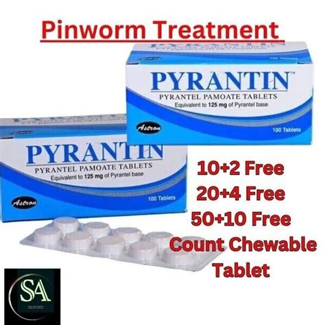 Pyrantin Pinworm Treatment Pyrantel Pamoate 125mg 50 Count