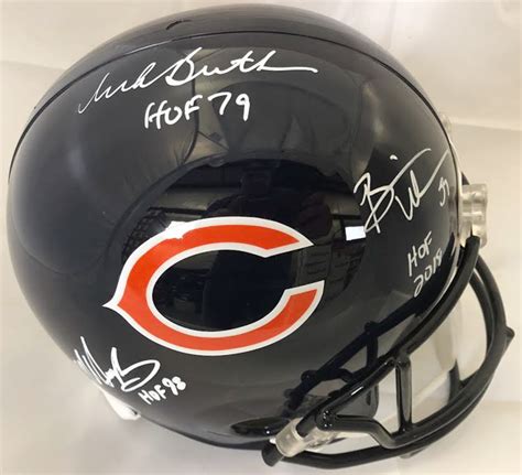 Dick Butkus Mike Singletary And Brian Urlacher Signed Chicago Bears Full Size Helmet Inscribed