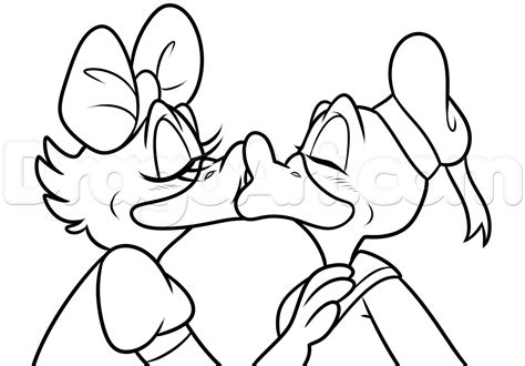 how to draw daisy and donald duck kissing step 8 kissing drawing daisy drawing disney