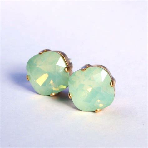 Mint Green Crystal Earrings Sparkling Chrysolite Opal Seafoam Etsy