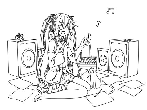 Miku Hatsune Coloring Pages Coloring Home