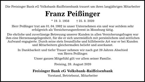 Besuchen sie uns in unserer beratungscenter moosburg. Traueranzeige Familienanzeigen / Nachrufe - idowa Markt