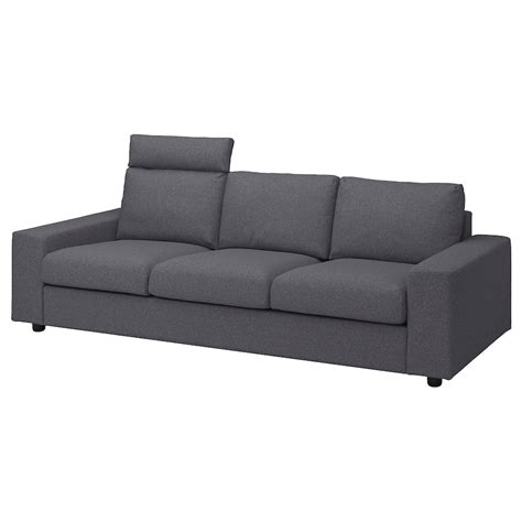 VIMLE Trekk til 3-seters sofa - med nakkestøtte med brede armlener