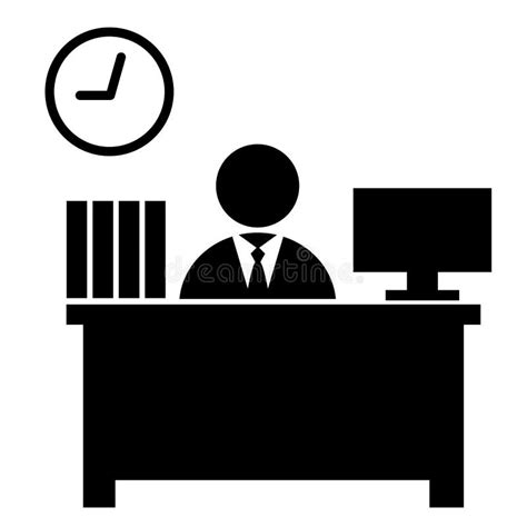Office Worker Icon On White Background Business Man Working In Office