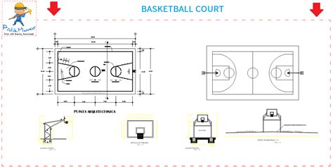 Dwg Basketball Court In Autocad 20630 Kb
