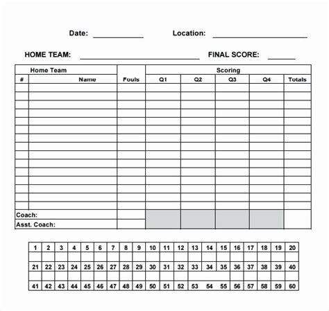 Free Printable Basketball Score Sheet Lovely Blank Basketball Score