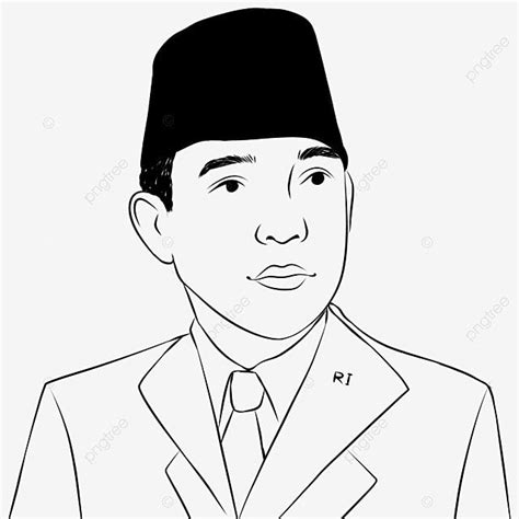 Indonesian Heroes Soekarno Bust Up Line Art Icon Line Icons Art Icons