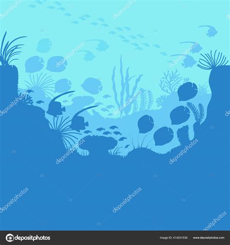Cartoon Onderwater Blauwe Oceaan Achtergrond Scene Vector Stock Vector