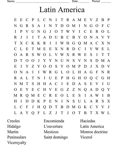 Latin America Word Search Wordmint