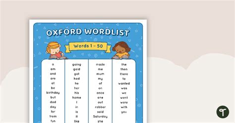 Oxford Wordlist Mats Words 1 To 354 Teach Starter High Frequency